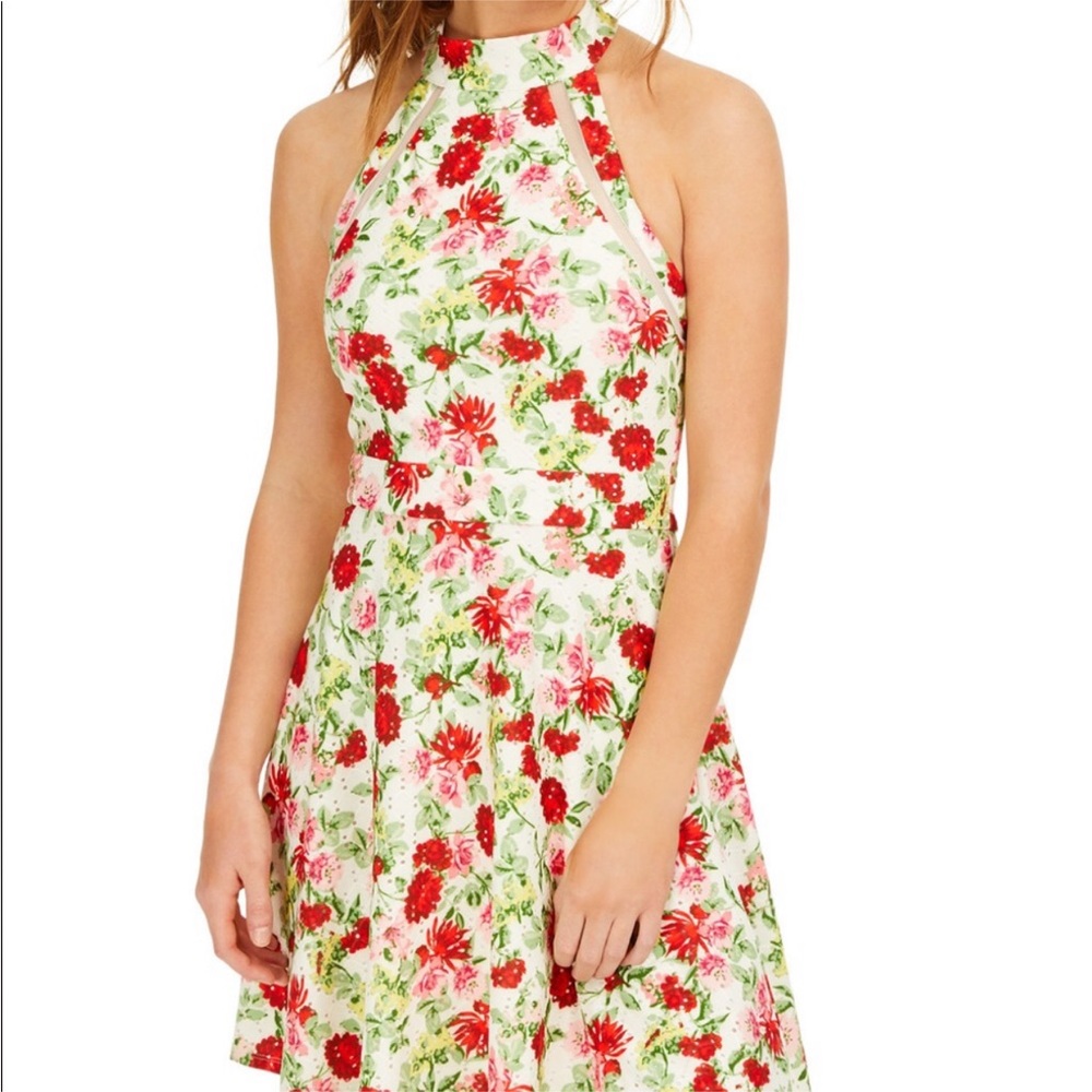 New As U Wish junior floral print eyelet halter, fit & flare dress Sz 5/6,9/10 - Picture 12 of 13